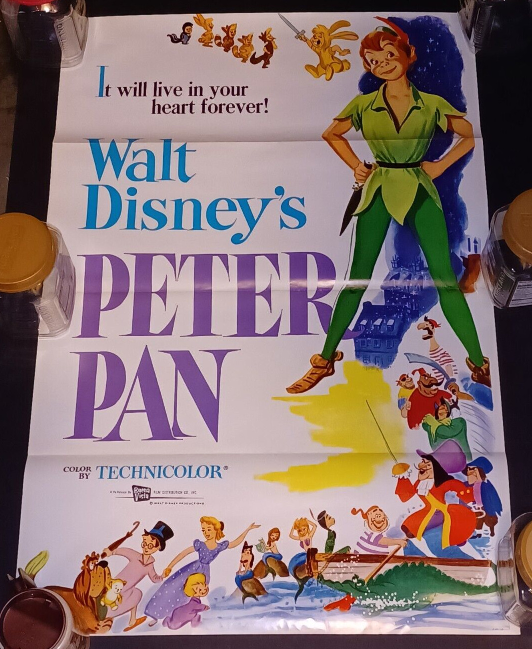 Walt Disney\'s Peter Pan Lithograph Theatre Re-Release 1 Sheet #R-69/138 1969