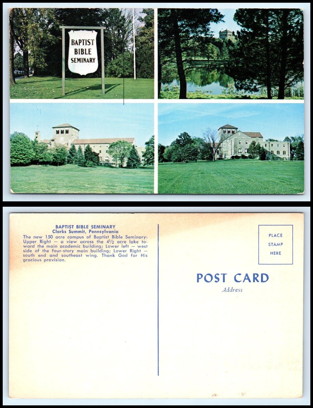 PENNSYLVANIA Postcard - Clarks Summit, Baptist Bible Seminary H34