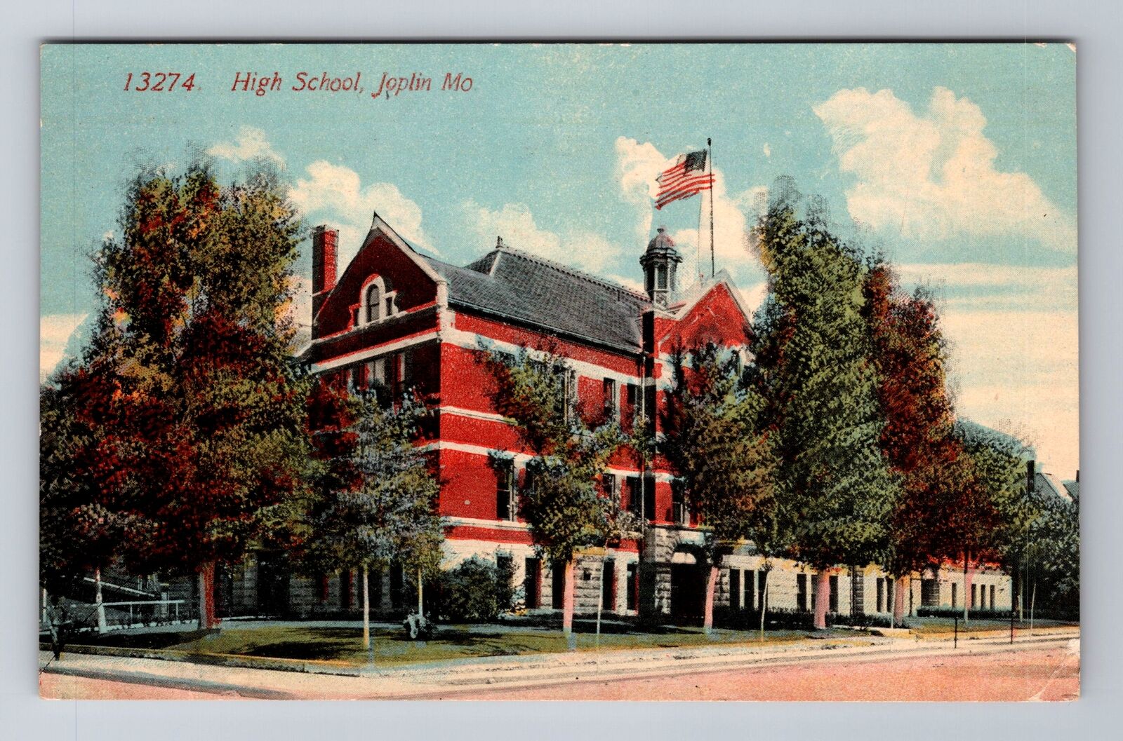 Joplin MO-Missouri, High School, Antique, Vintage Souvenir Postcard