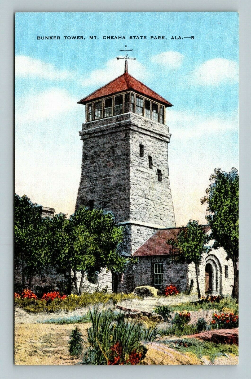 Mt. Cheaha State Park AL, Bunker Tower, Alabama Vintage Postcard