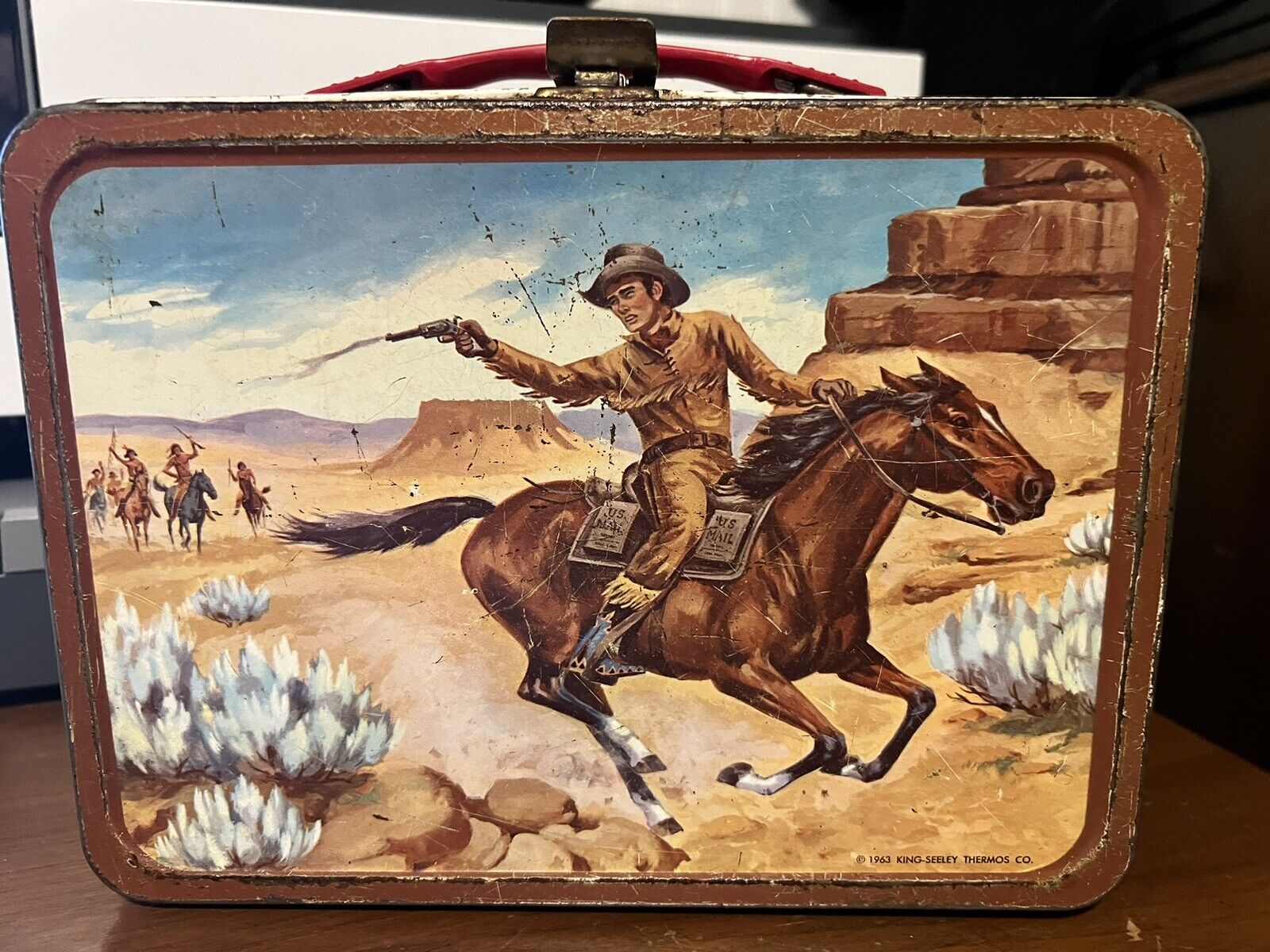 Vintage King-Seeley 1963 Metal  Lunchbox Pony Express Stagecoach Metal Lunch Box