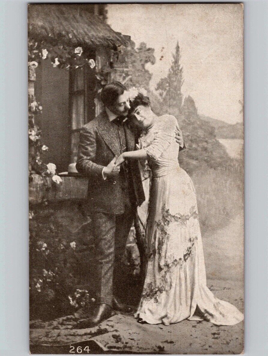 c1905 Beautiful Romantic Couple White Dress Suit Philadelphia Co Postcard