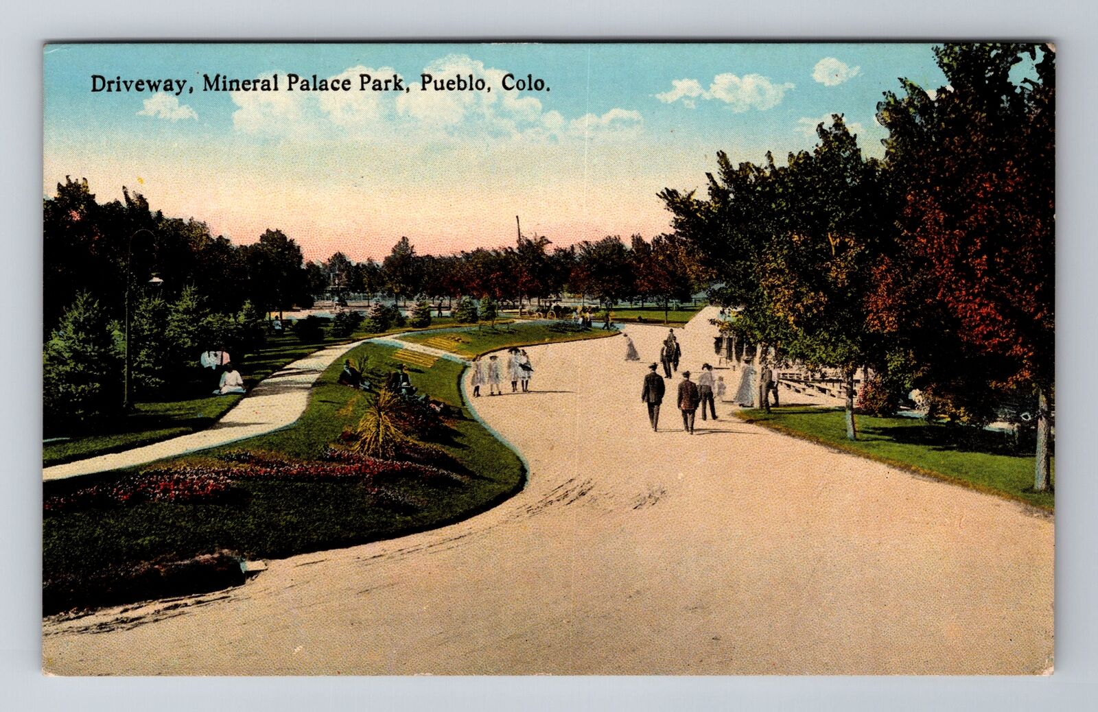 Pueblo CO-Colorado, Mineral Palace Park, Driveway, Girls, Vintage Postcard