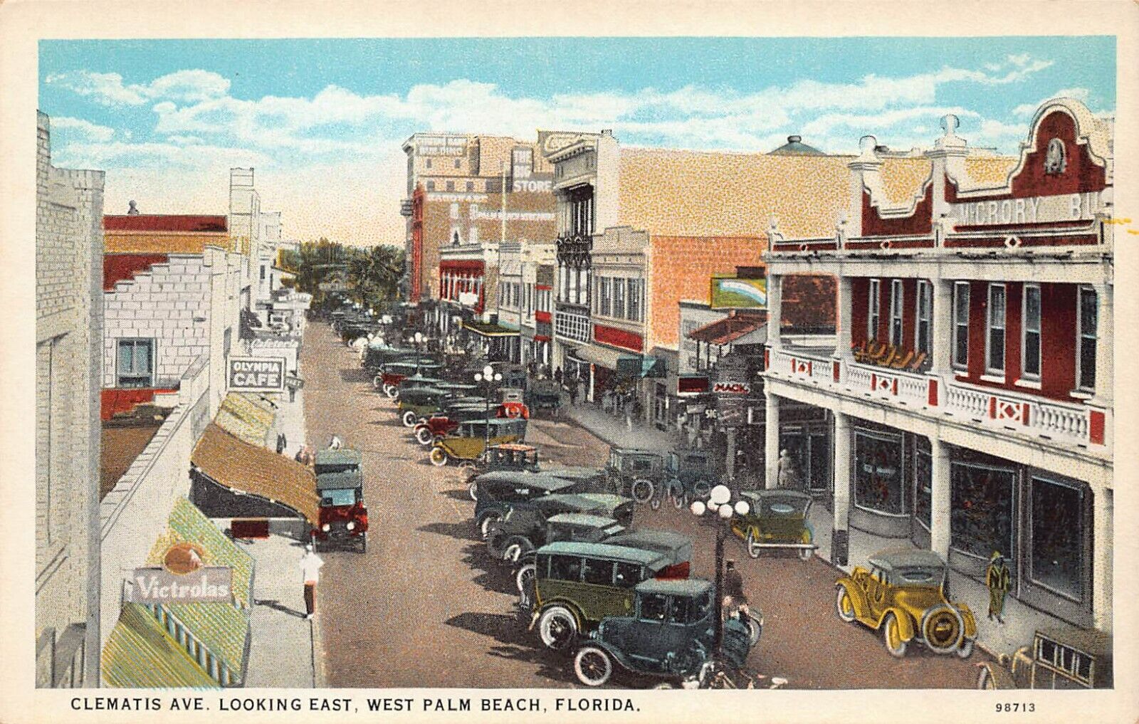 West Palm Beach FL Florida Downtown 1920s Victrola Advertising Vtg Postcard P3