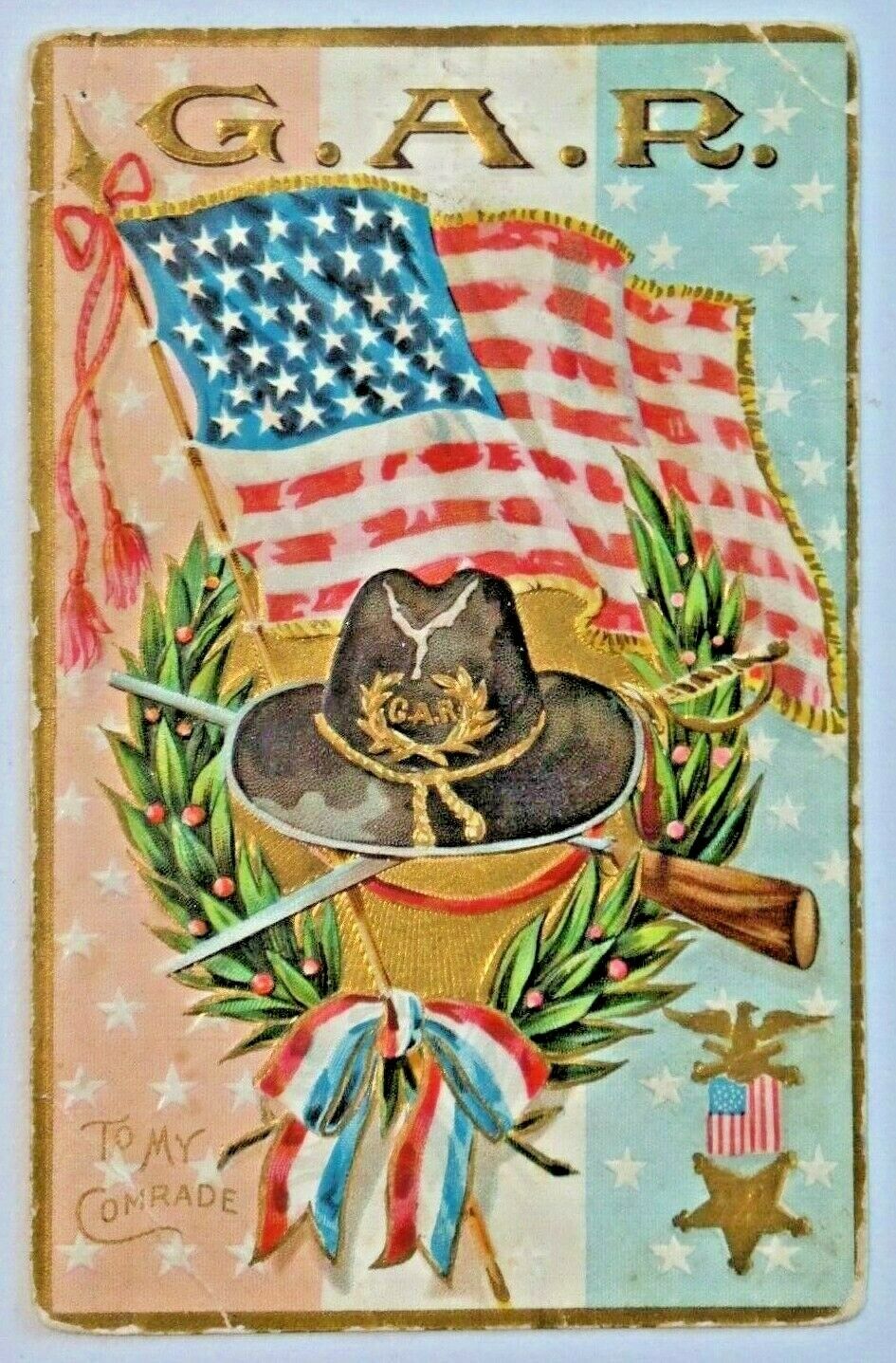 G.A.R. Decoration Day Series Postcard To My Comrade Civil War Embossed 6722