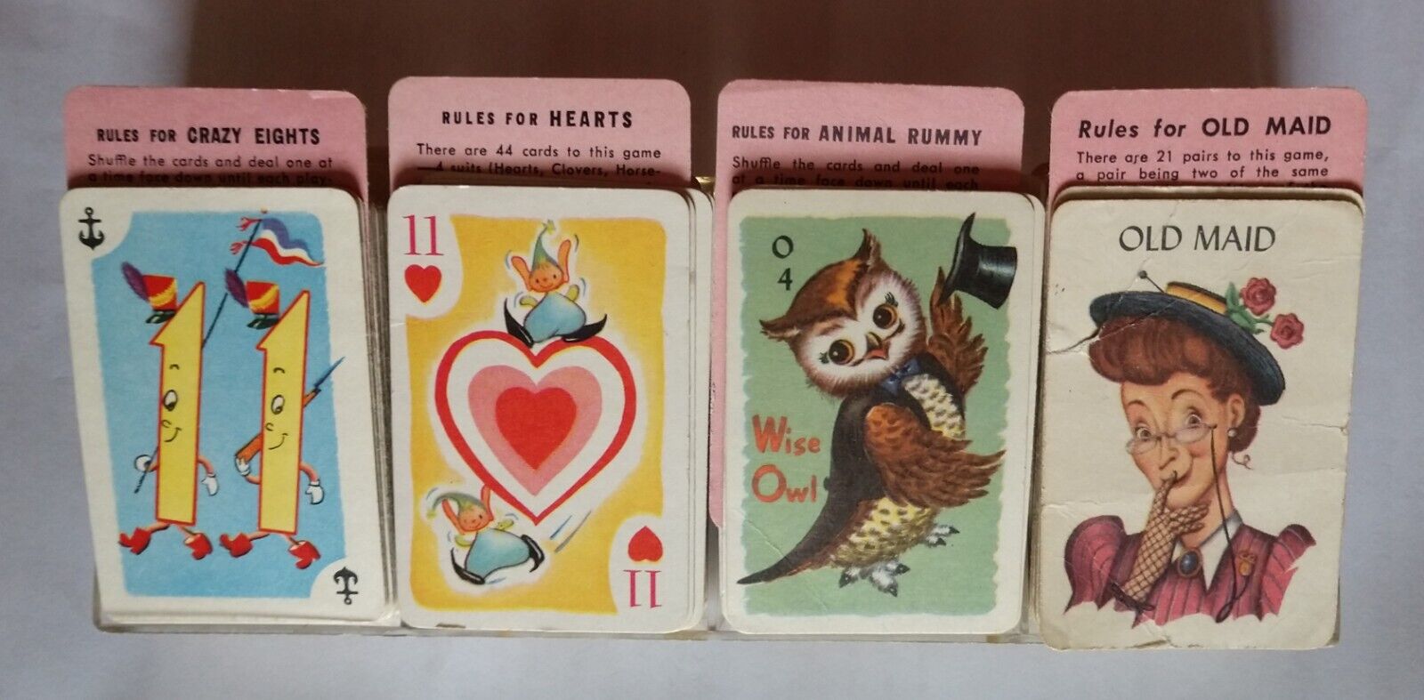 Vintage Children's Playing Card Set Of 4 Games