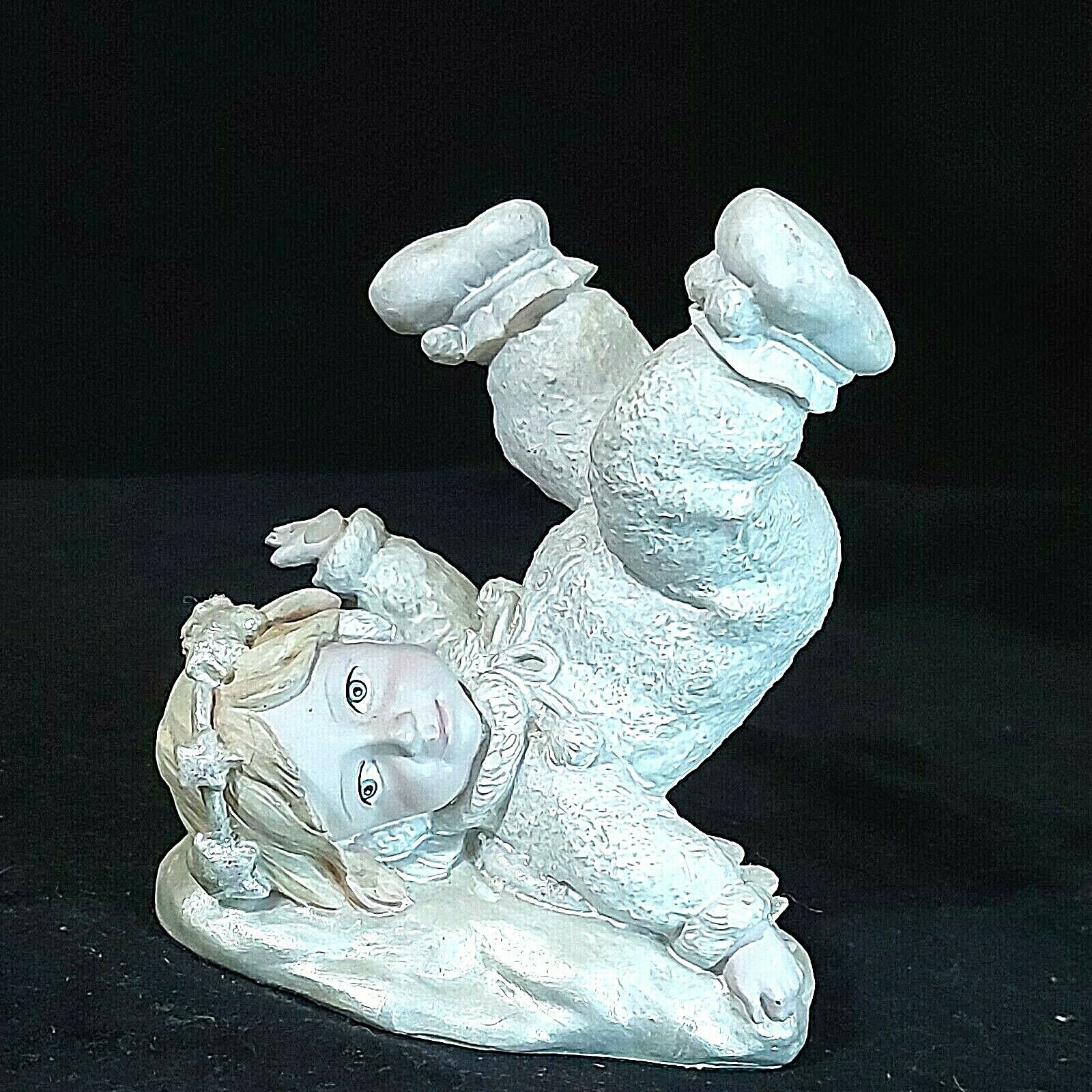 Vintage Ceramic Snow Angel Figurine White Feet in Air Hand Painted Preowned 