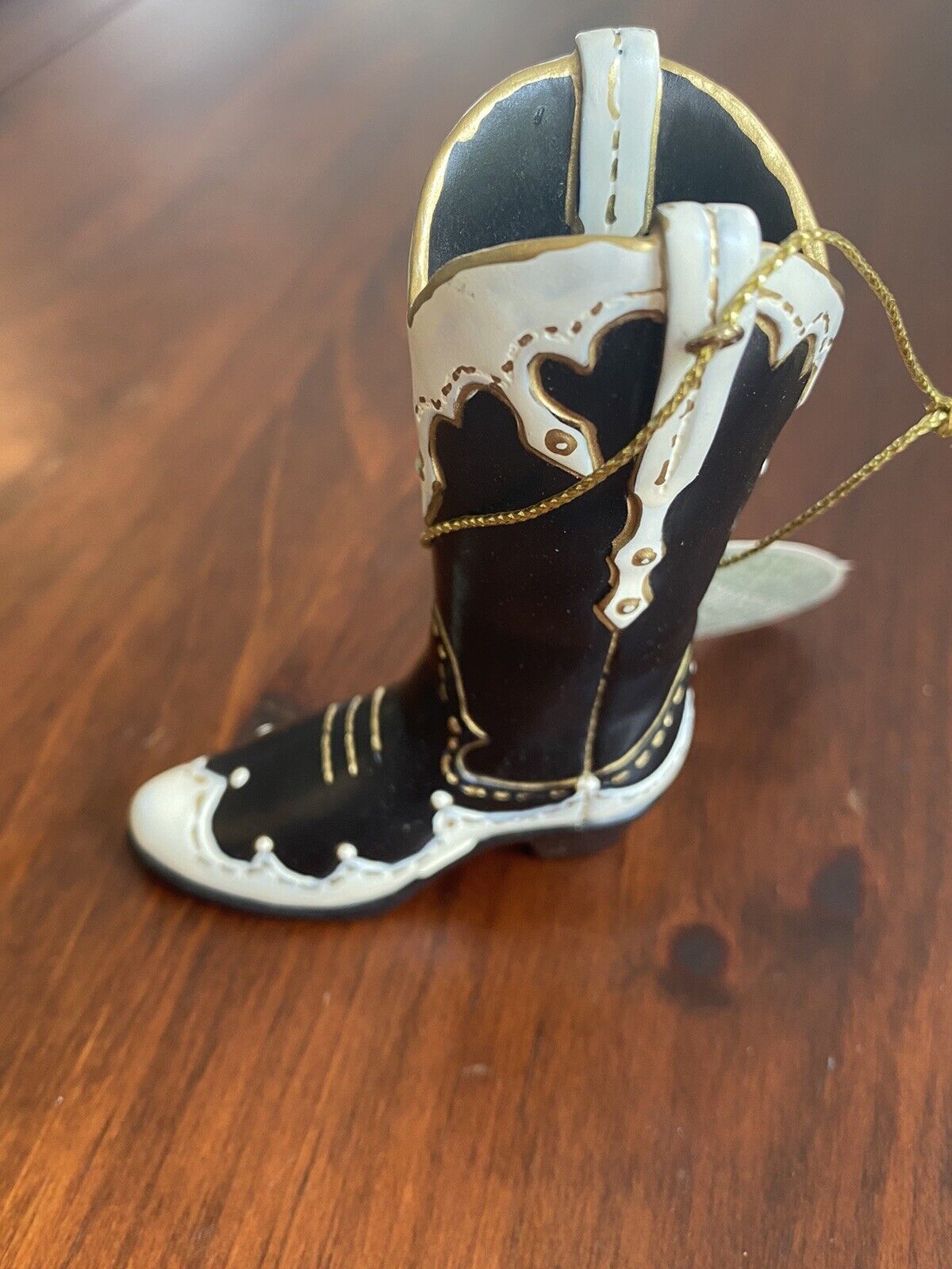 Cowboy Western Boot Christmas Ornament Black And White