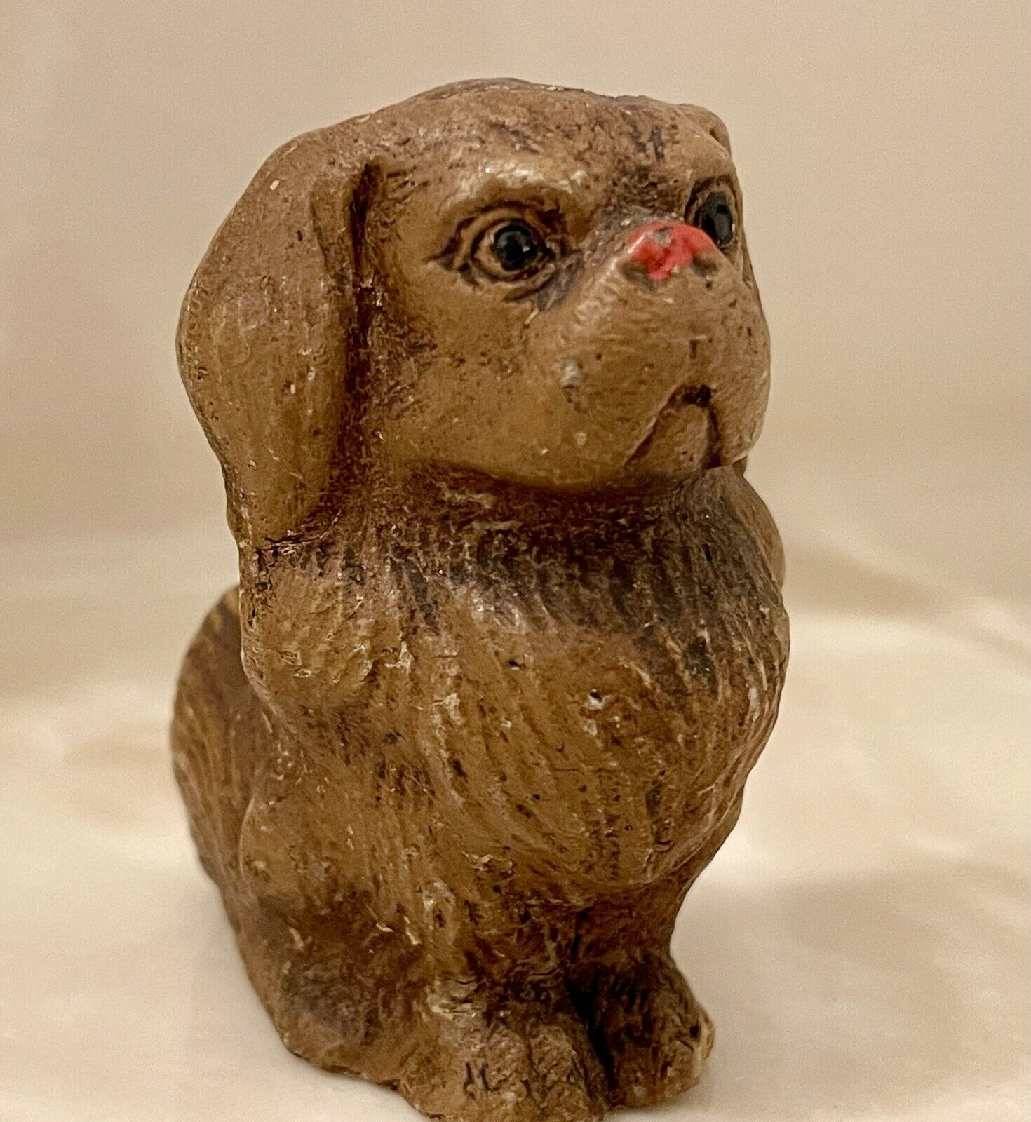 Pekingese Pug Dog  Statue Rare Vintage Miniature Dog  Figurine 2” Heavy