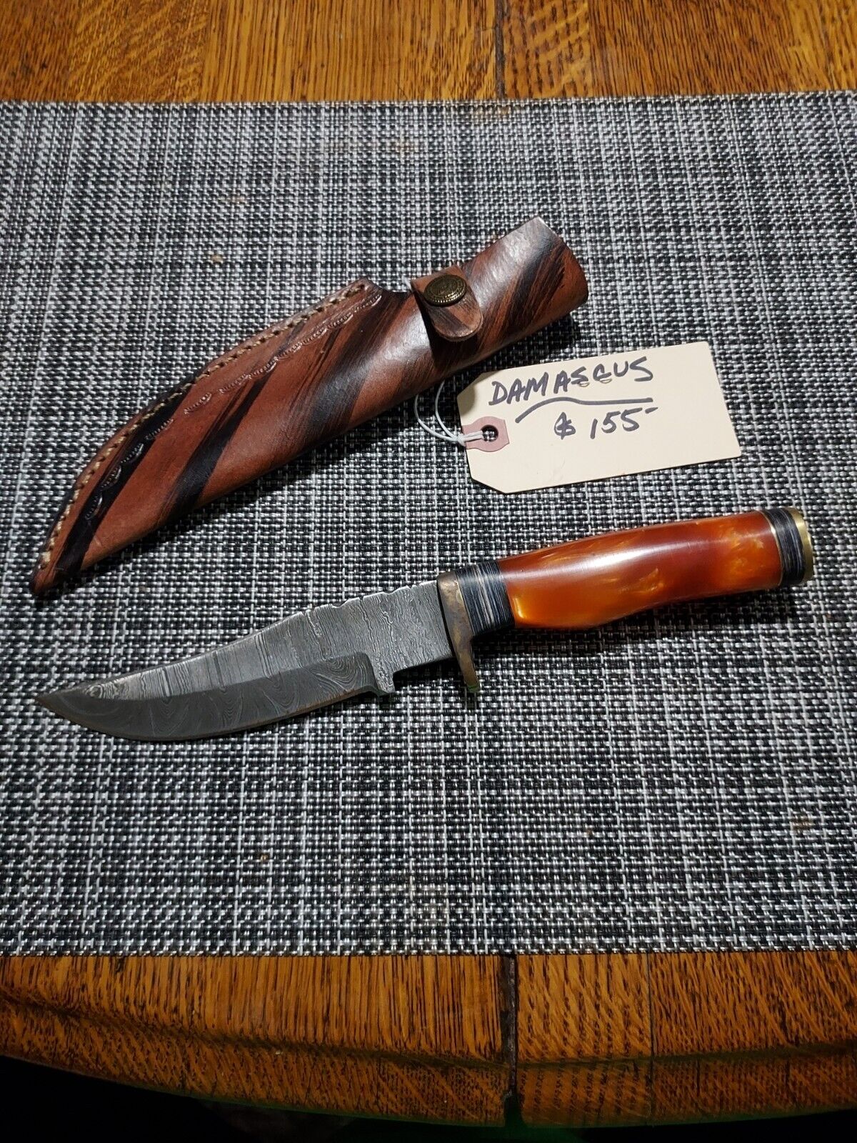 Custom Damascus Steel USA Made Knife With Sheath