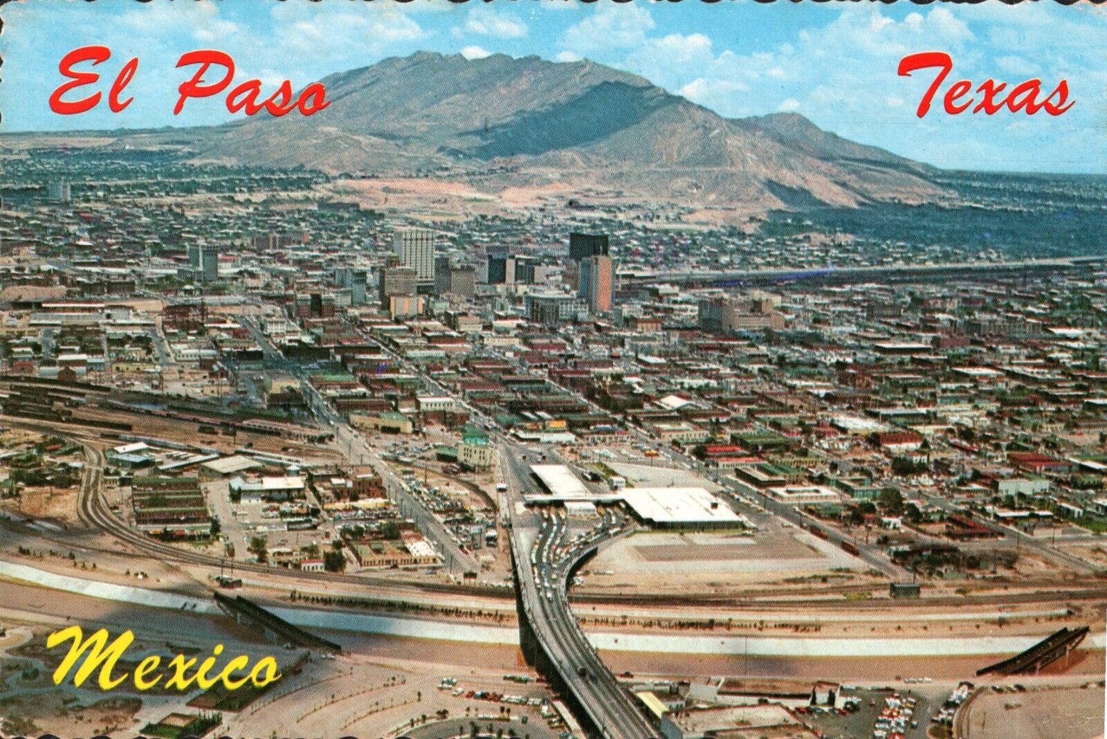 Posted El Paso Texas International Bridge VTG Litho Postcard