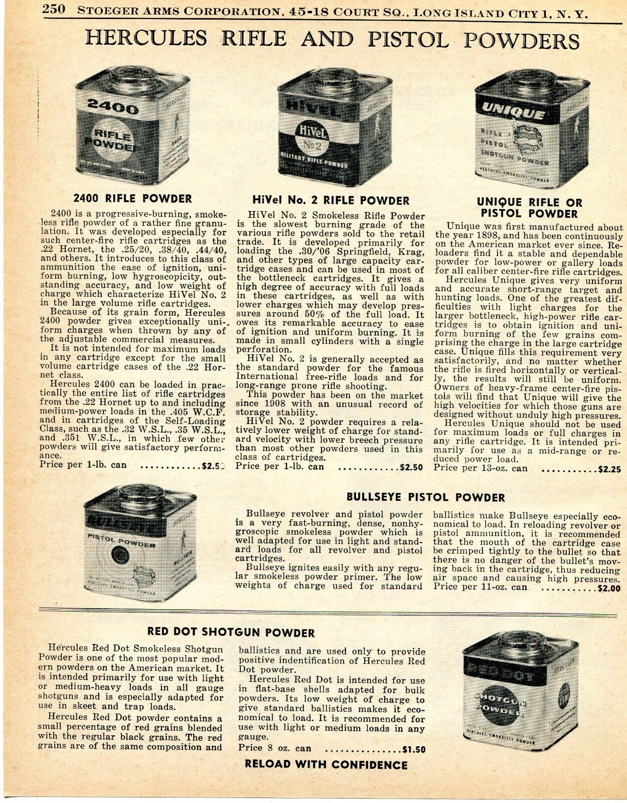 1957 Print Ad of Hercules Rifle, Pistol & Shotgun Smokeless Powder