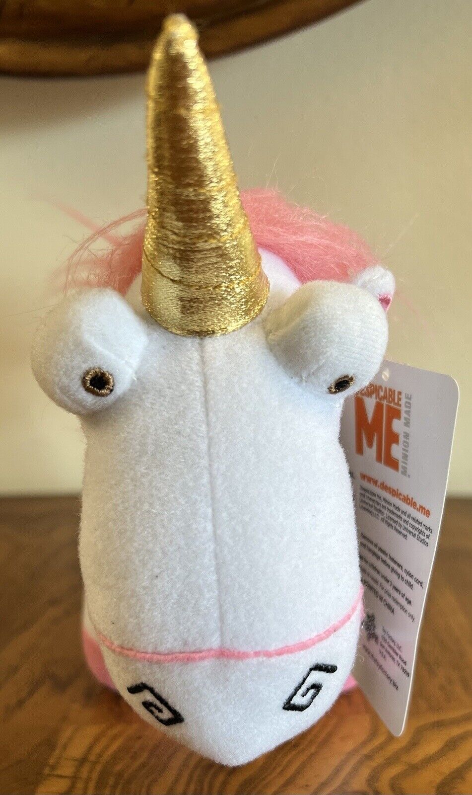 Despicable Me Fluffy Agnes Pink White Gold Unicorn Plush Stuffed Animal Toy