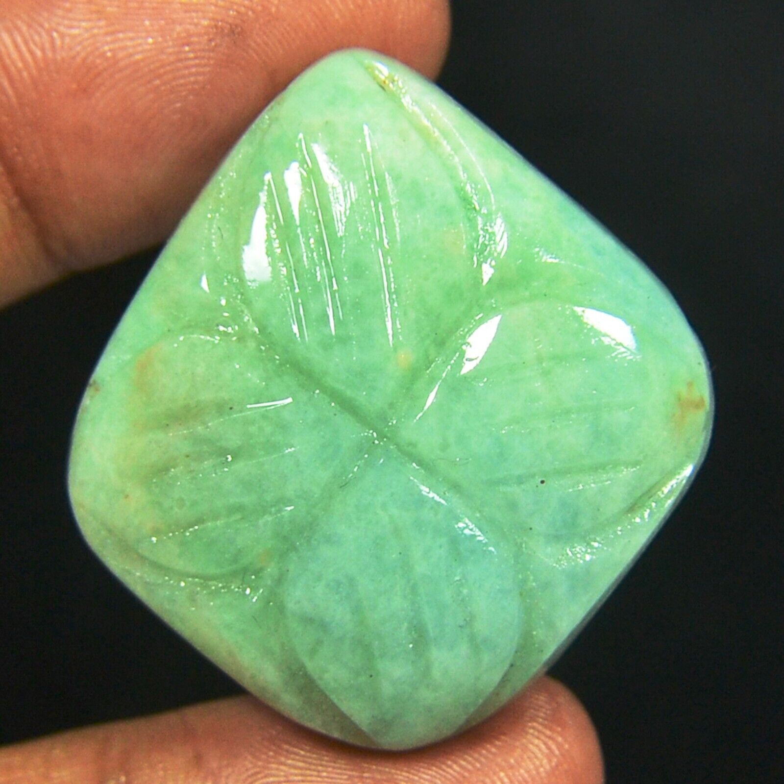 62.10Ct Natural Amazonite Designer Handcrafted carving Gemstone For Jewelry