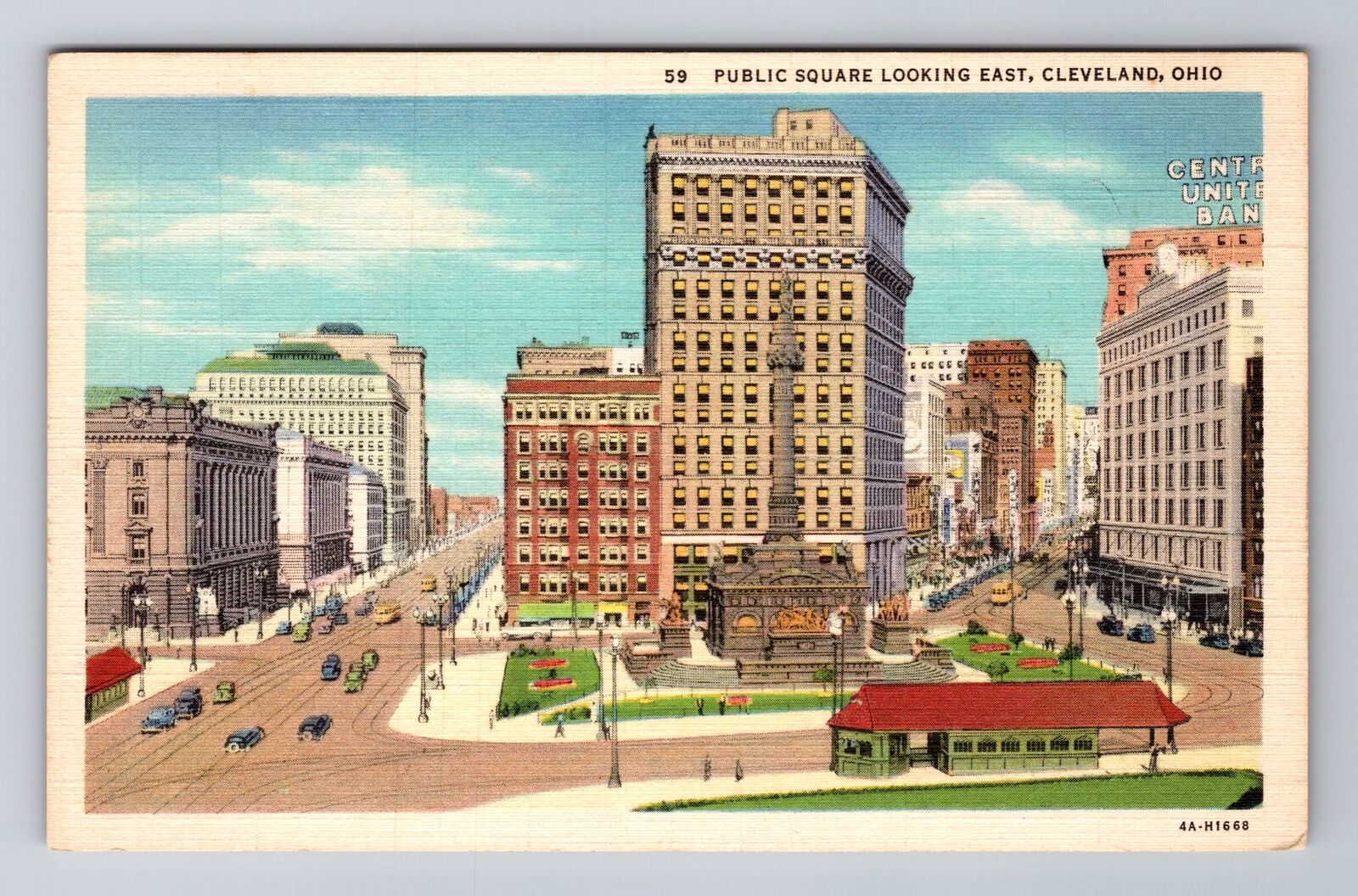 Cleveland OH-Ohio, Bird\'s Eye Public Square Looking East, Vintage Postcard