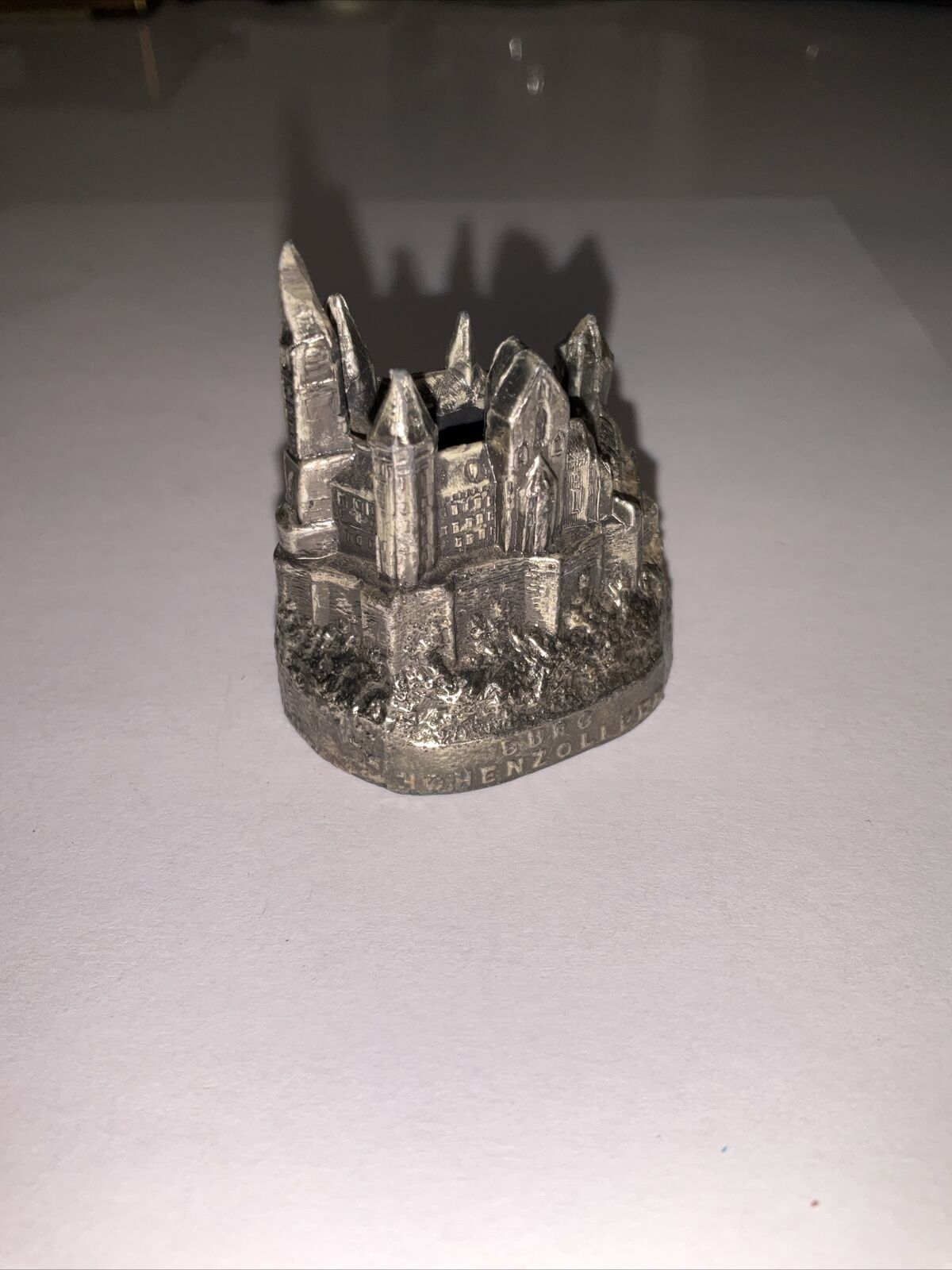 Tiny Midieval Castle Fortress Figurine Pewter 1” Silver