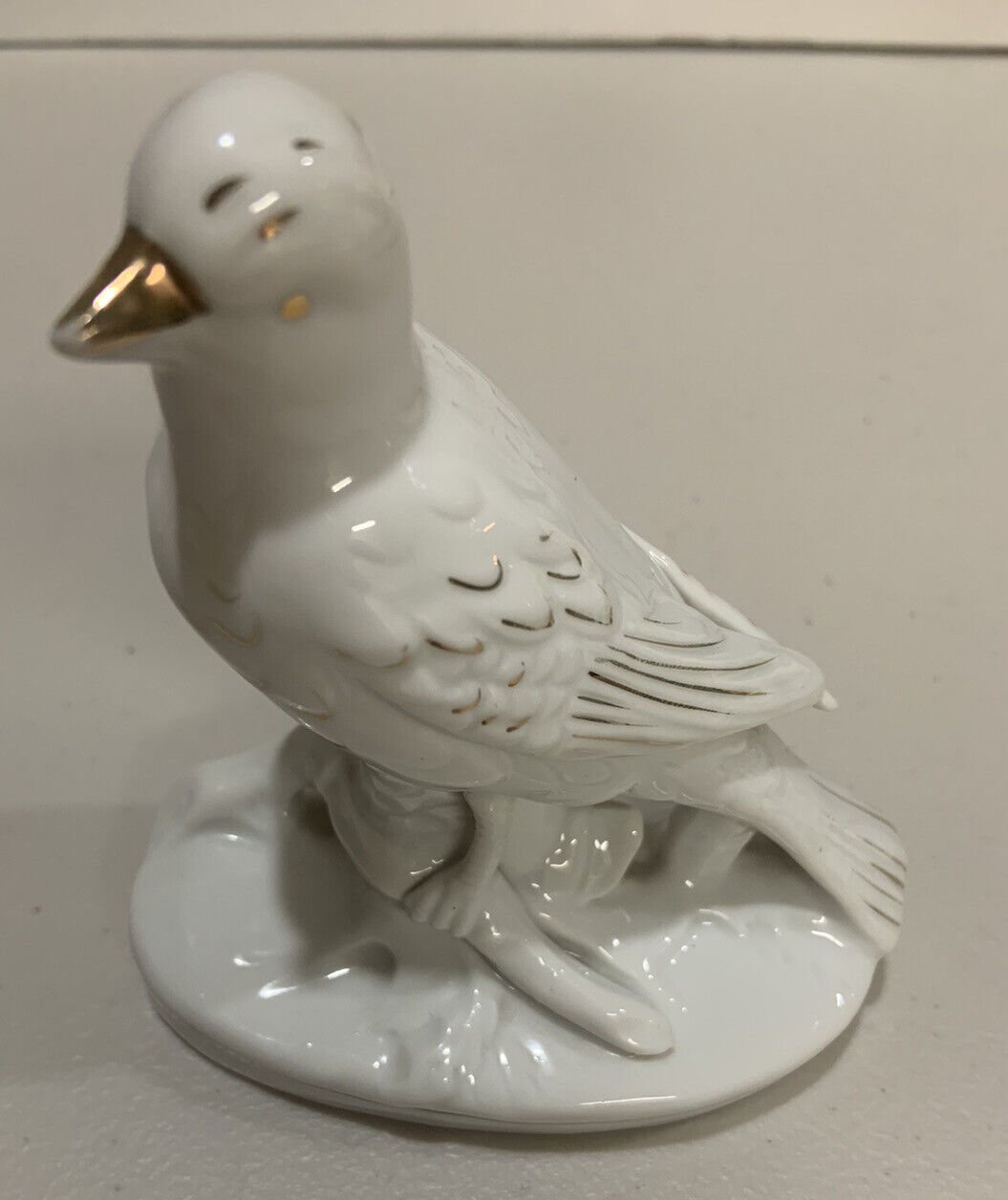 VTG Porcelain Morning Dove Figurine Gold Trim Made in Japan