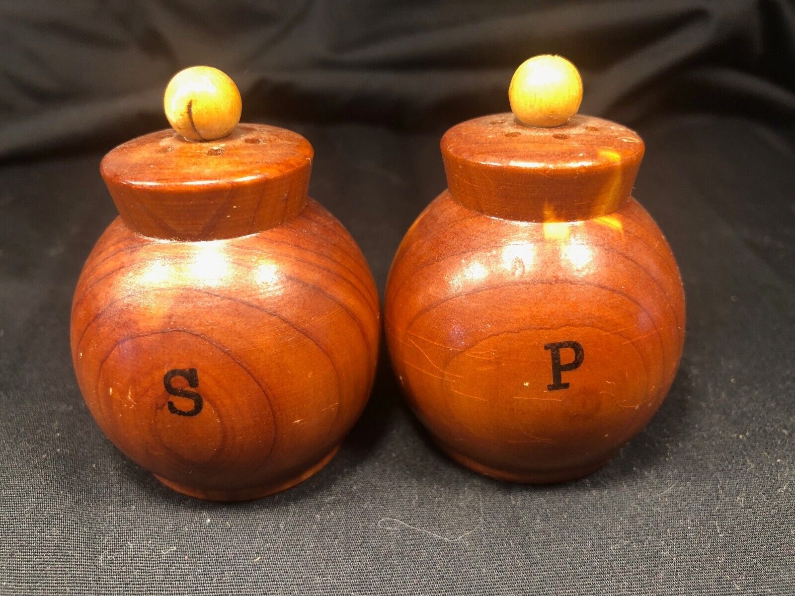 Antique/Vintage  small/mini wooden Salt & Pepper Shakers 2 inches tall