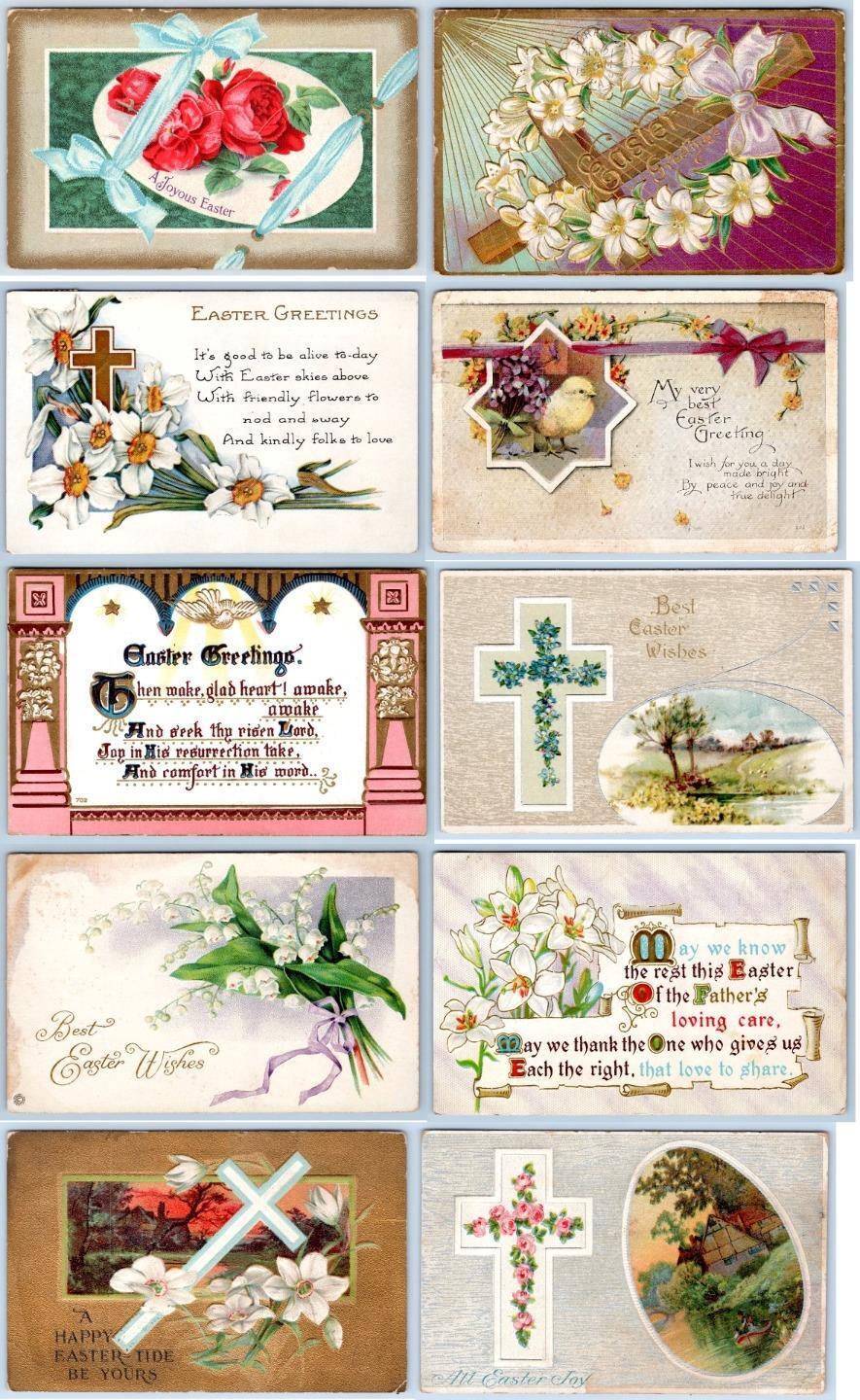 ANTIQUE EASTER POSTCARDS LOT OF 10 EARLY 1900\'s CONDITION VARIES #39