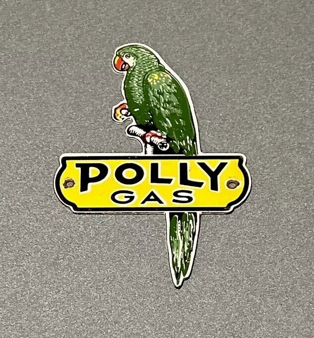 VINTAGE POLLY PARROT GASOLINE PORCELAIN SIGN CAR GAS OIL TRUCK
