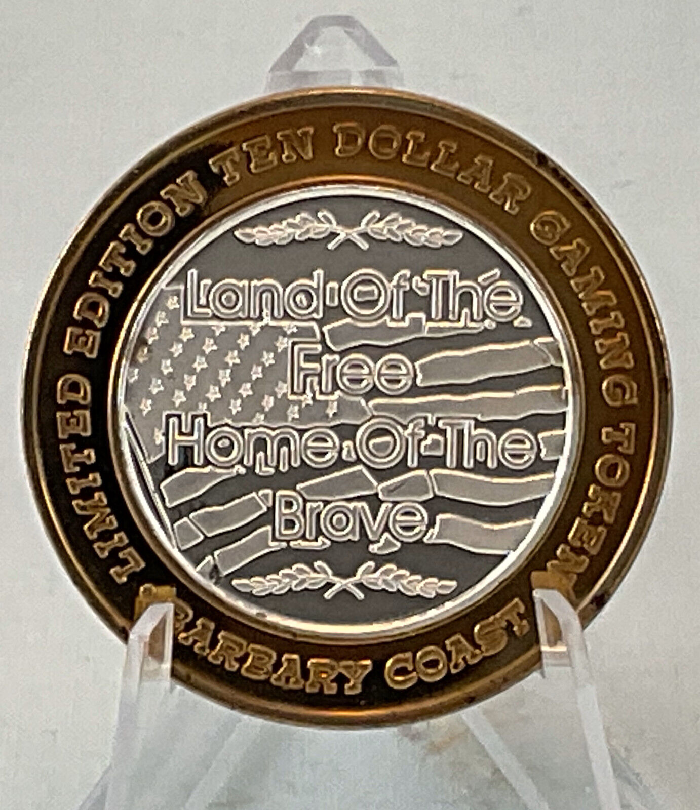 Land of the Free ~  $10 SILVER STRIKE .999 Fine Silver Token ~ Barbary Coast