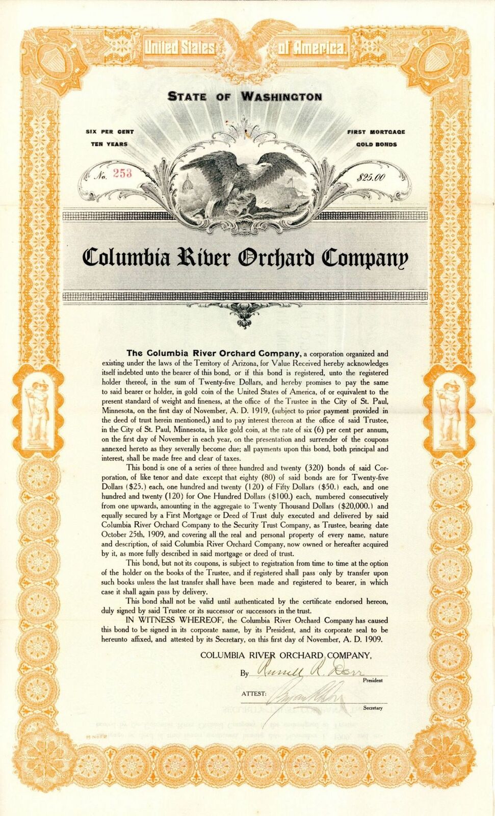 Columbia River Orchard Co. - $25 Bond - General Bonds