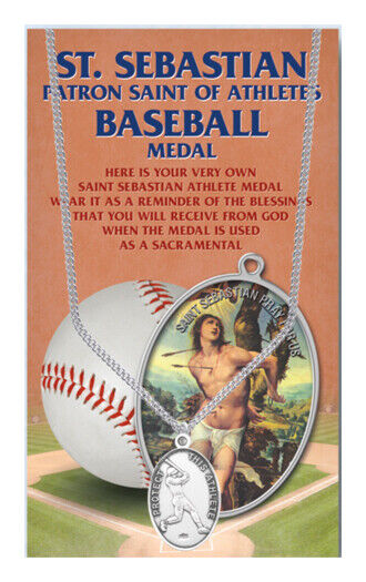 St.Sebastian Baseball Medal Necklace with Two FREE Prayer Cards