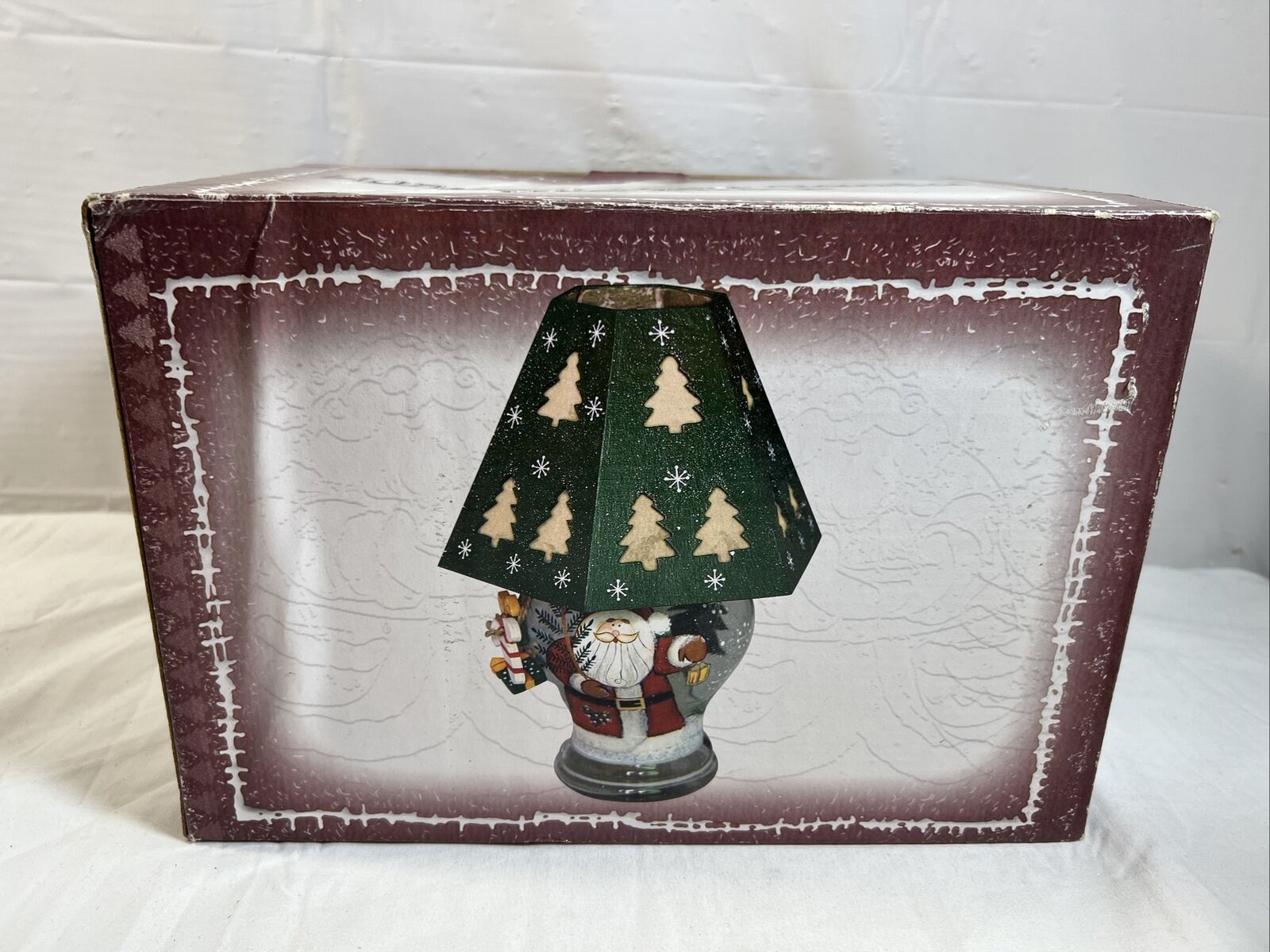 Hand Painted Santa Jar Lamp Tested/Working Christmas Holiday