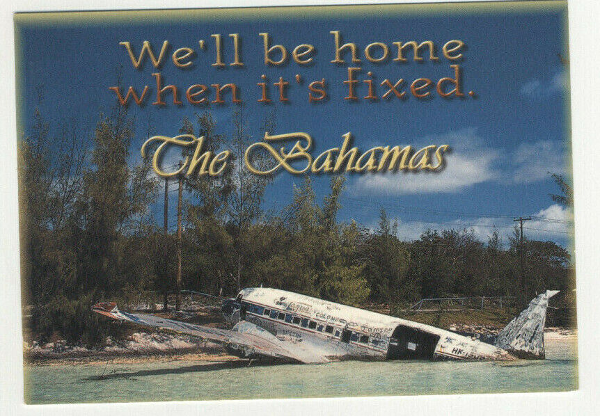 Vintage BAHAMAS Funny POSTCARD Airplane 