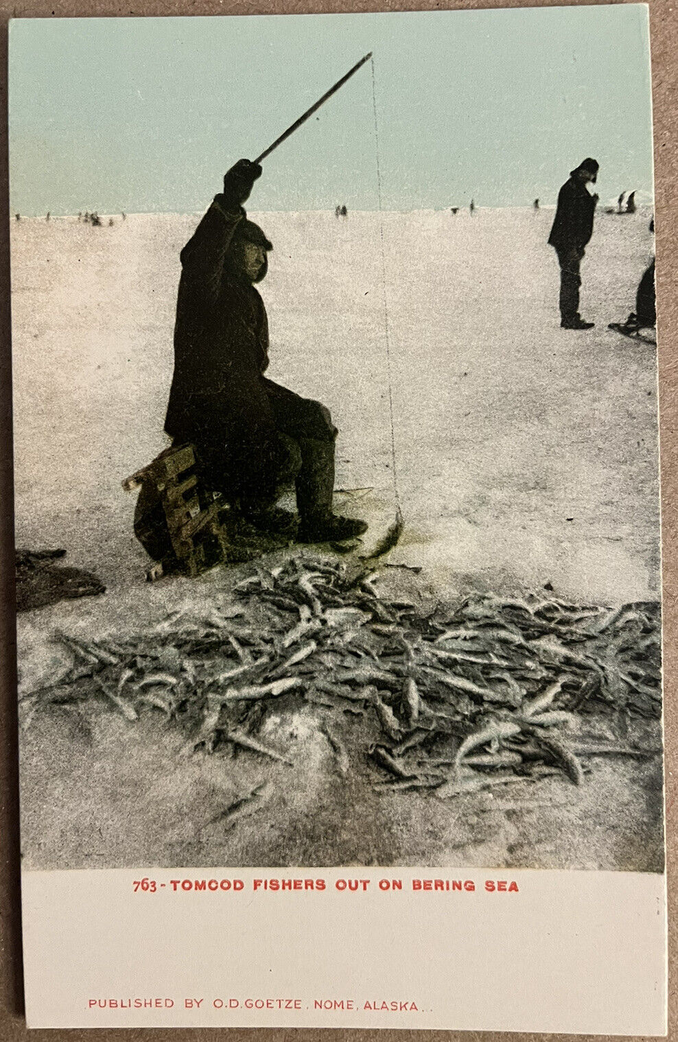Alaska Tomood Bering Sea Fishermen O.D. Goetze Photo Vintage Postcard c1900