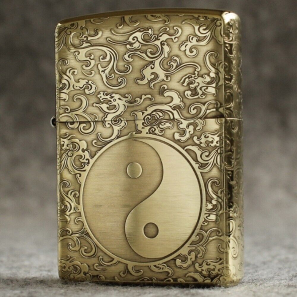 Zippo lighter 168 Armor Custom/ The Yin-yang Cloud Full Sides Carve Free 3 Gifts