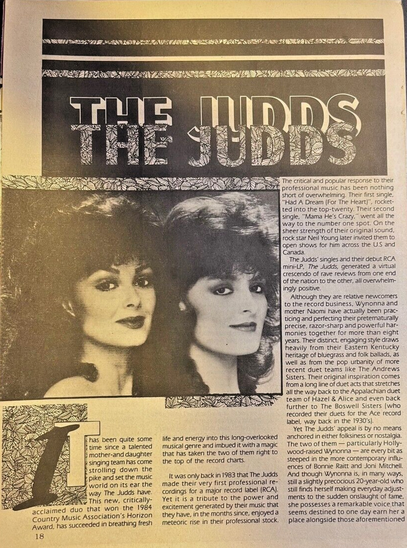 1986 Country Western Performers The Judds naomi & Wynonna Judd