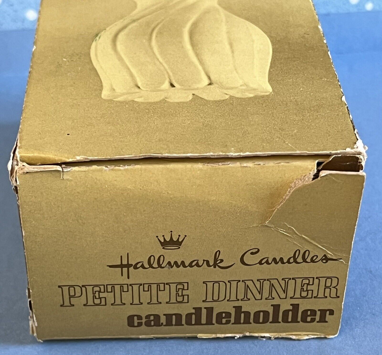 Vintage HALLMARK Ceramic White Taper Petite Dinner Candleholders (2) W/Orig Box
