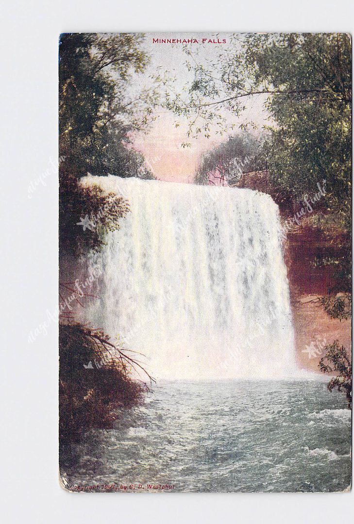 PPC Postcard MN Minnesota Minnehaha Falls Scenic View Of Falls 1909 Postmark