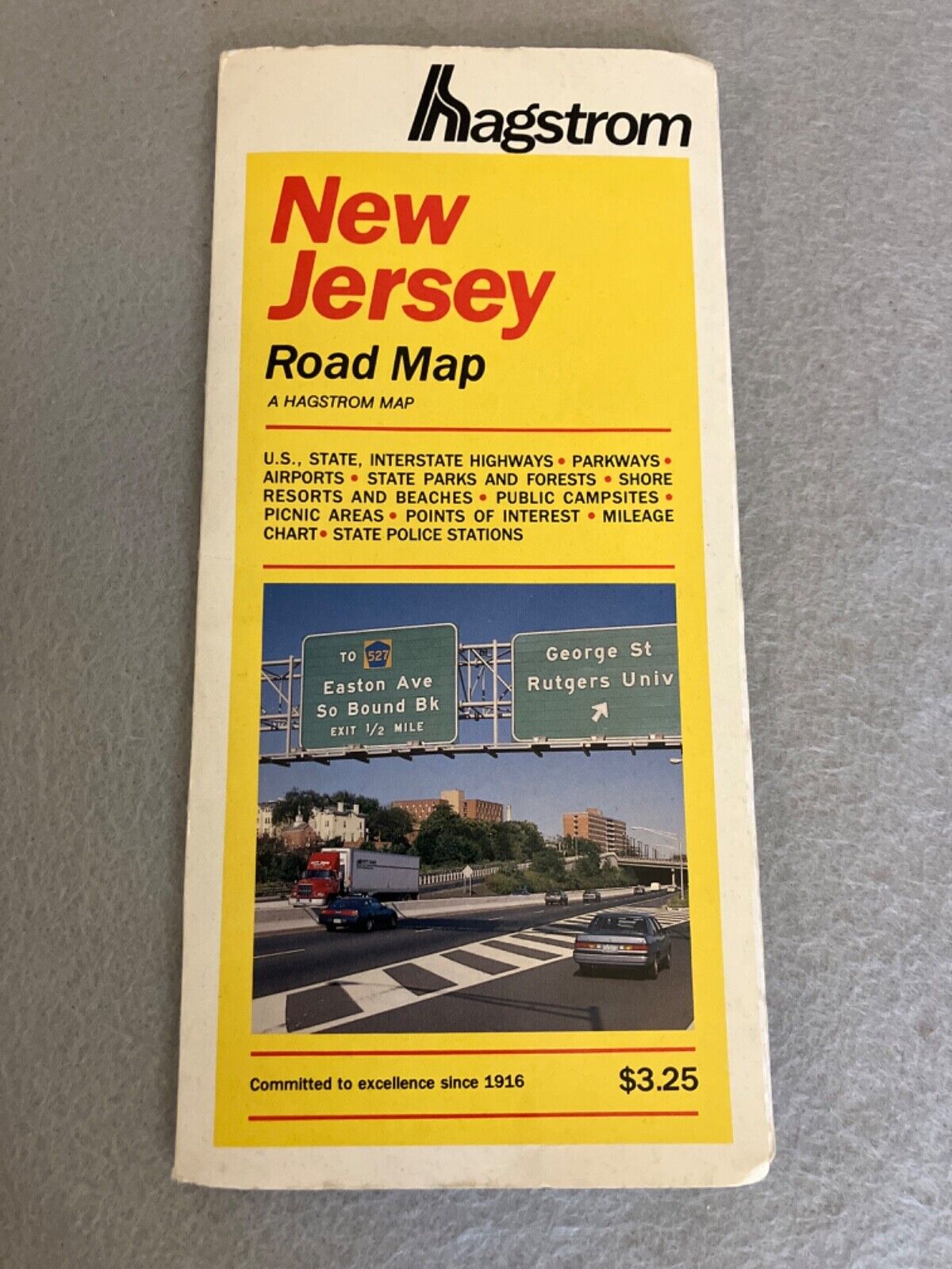 Hagstrom NJ  New Jersey Map Roads Interstate Highways Large Color Foldout 1993