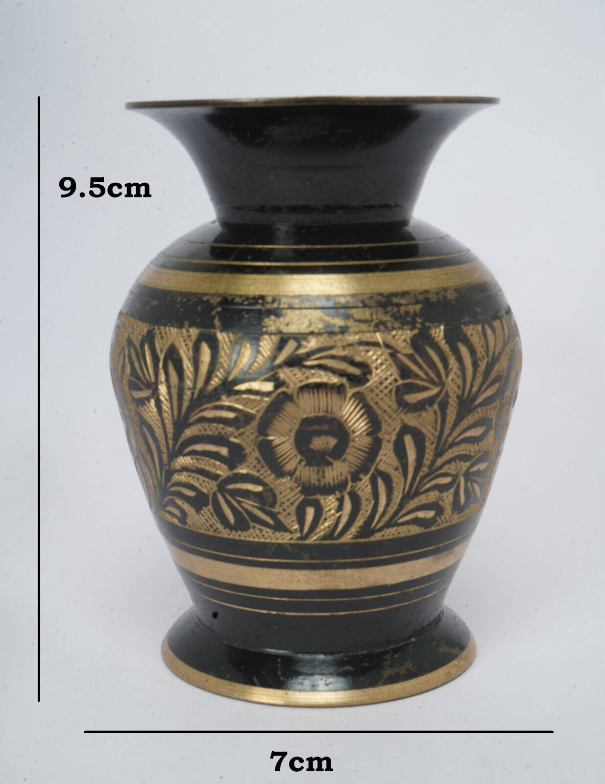 Vintage Aesthetic Handmade And Hand Engraved Black Brass Flower Vase