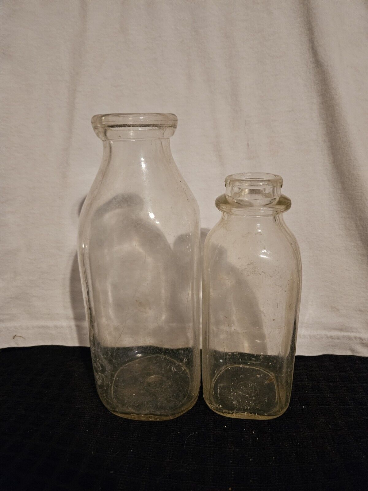 Lot 2 Vintage Glass Pint Milk Bottle Vintage Glass Quart Milk Bottle