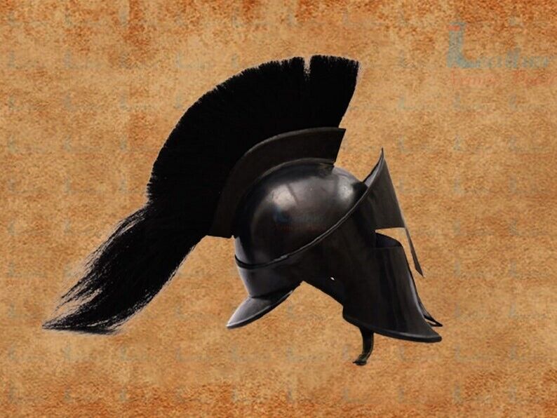 Antique Finish Black Colour Plume LAP-244 King Leonidas Spartan Helmet