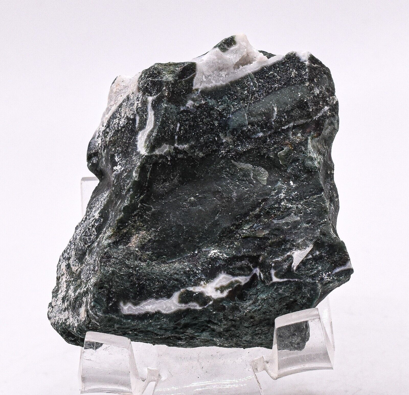 52mm Deep Green Indian Turquoise w/ Quartz Rough Raw Crystal Mineral Slice Slab