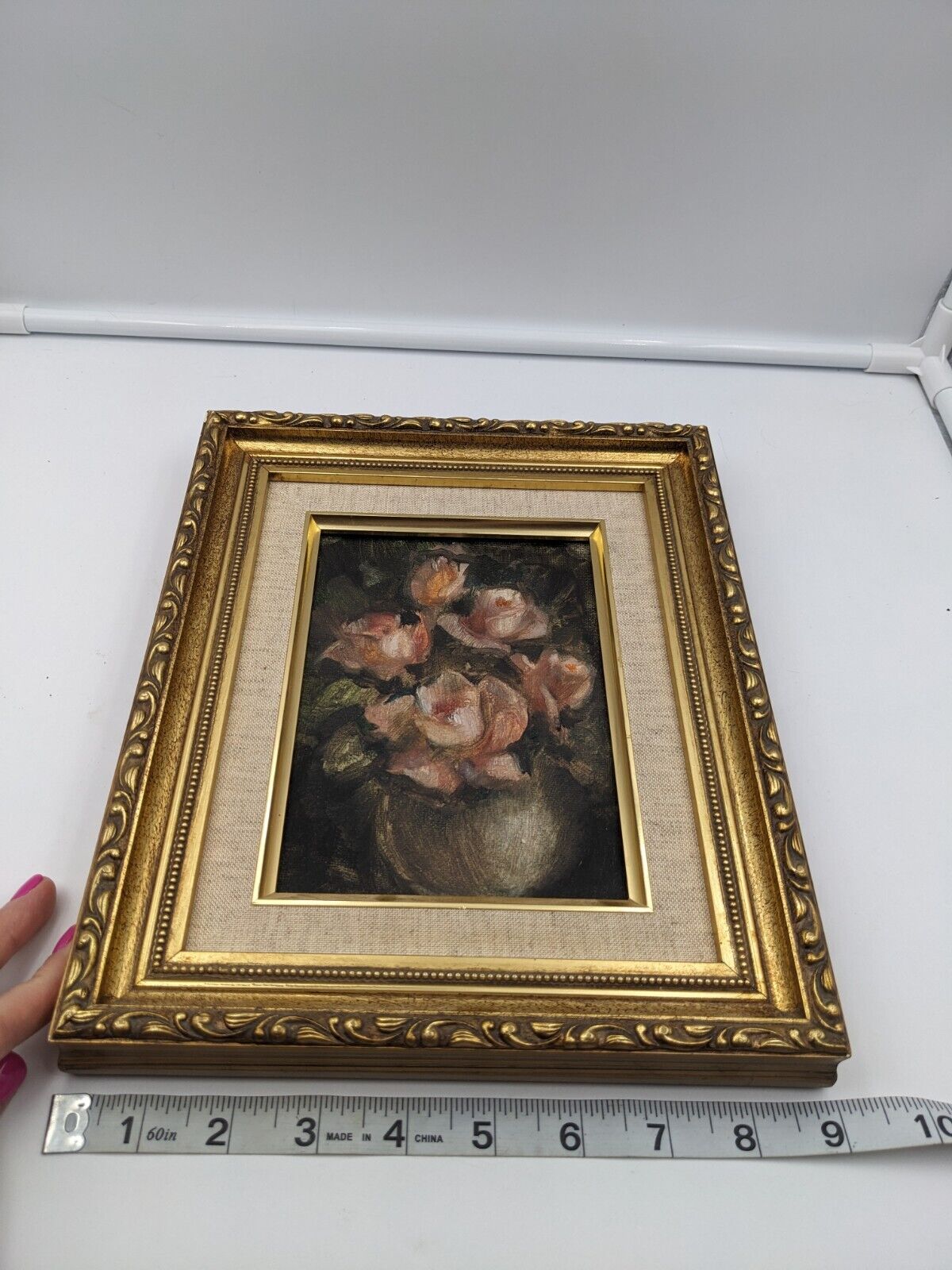 vintage floral oil painting framed