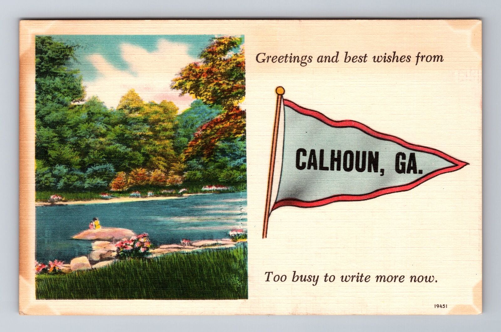 Calhoun GA-Georgia, Banner Greetings, Antique, Vintage Postcard