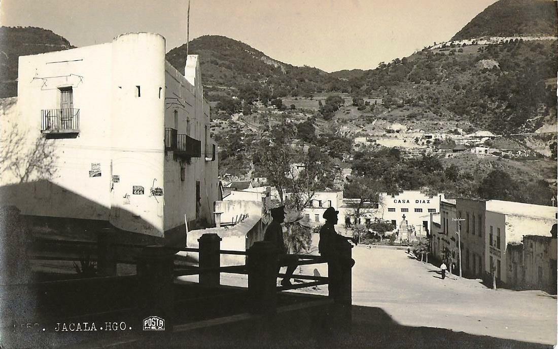 Postcard Mexico Jacala Hidalgo View of City Street Casa Diaz RPPC c1920s-30s