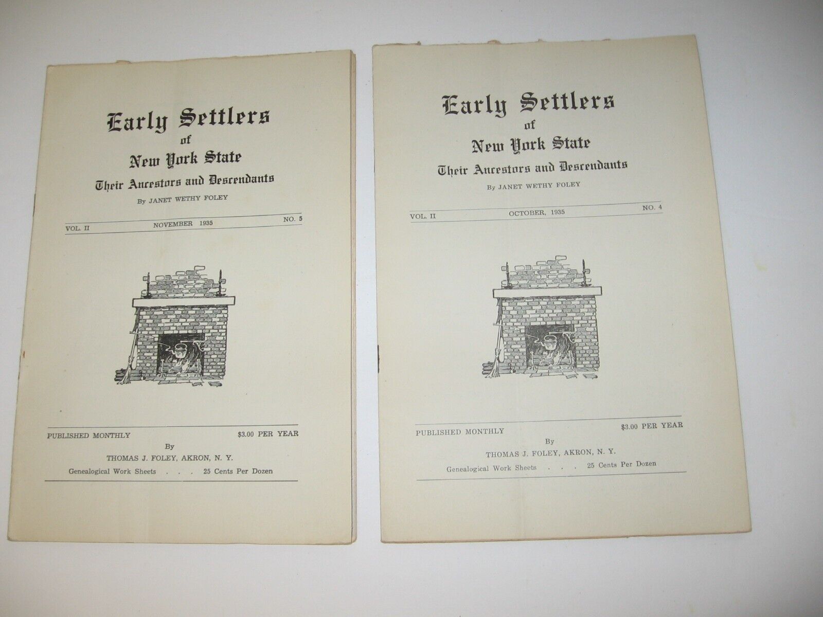 rare 1935 Early Settlers of New York St. Vol. 2, issues no. 4 & 5, Thomas Foley
