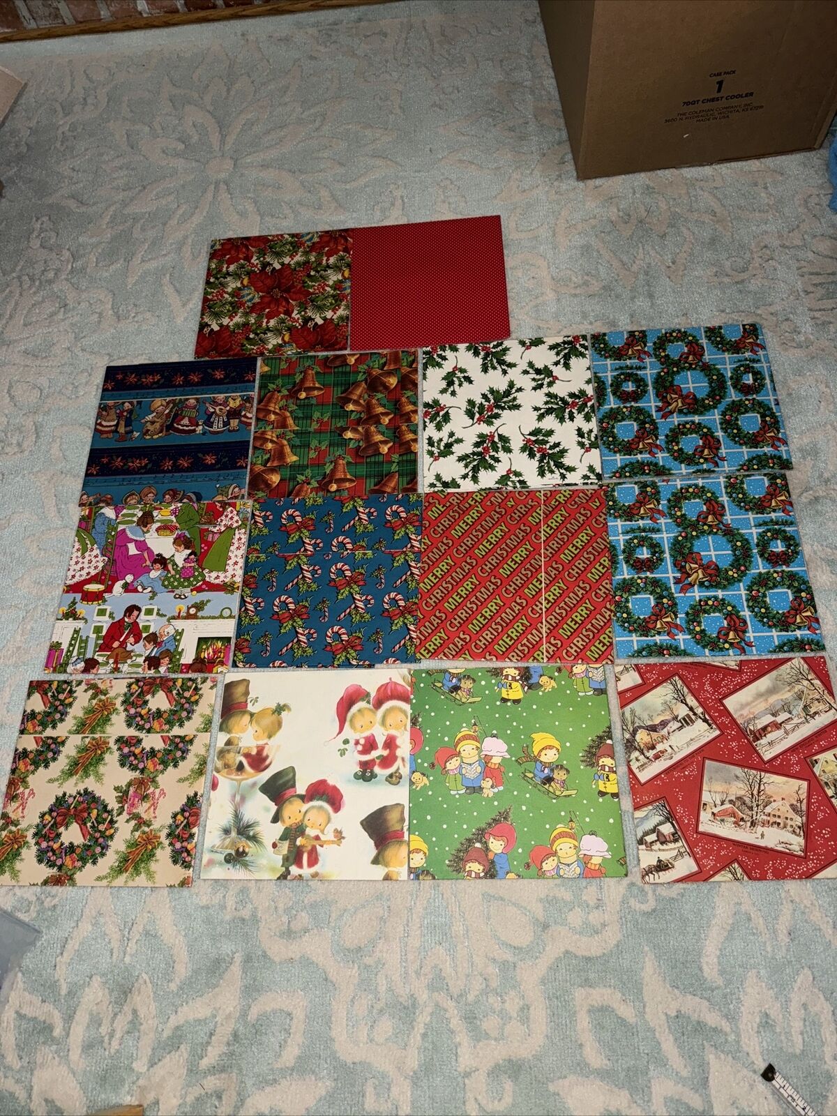Vintage Christmas Wrapping Paper Full Sheets Lot 10   20x30
