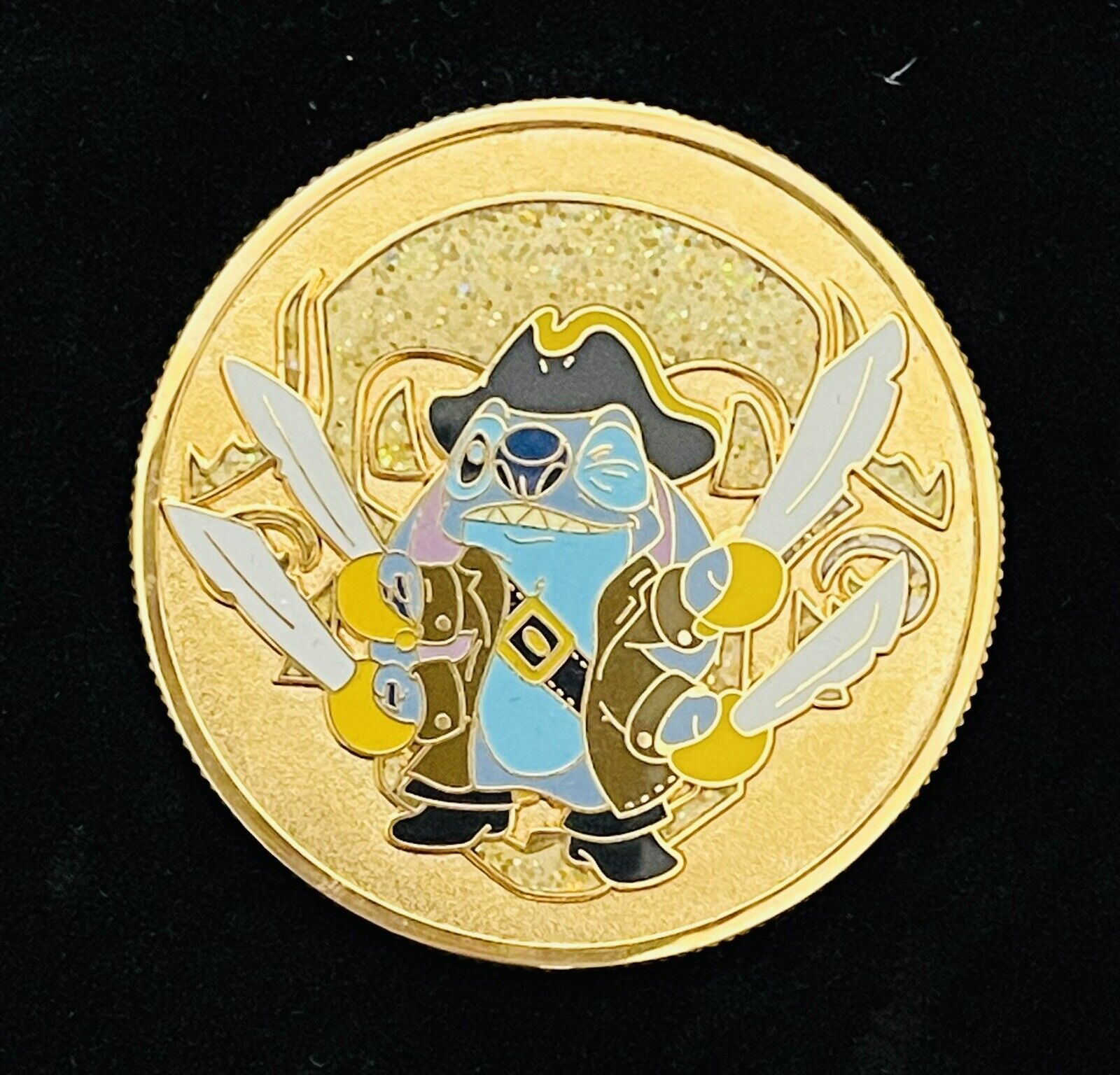 Disney Pirate Stitch Pin Gold Coin Series Swords LE 250 Rare  HTF Authentic MOC