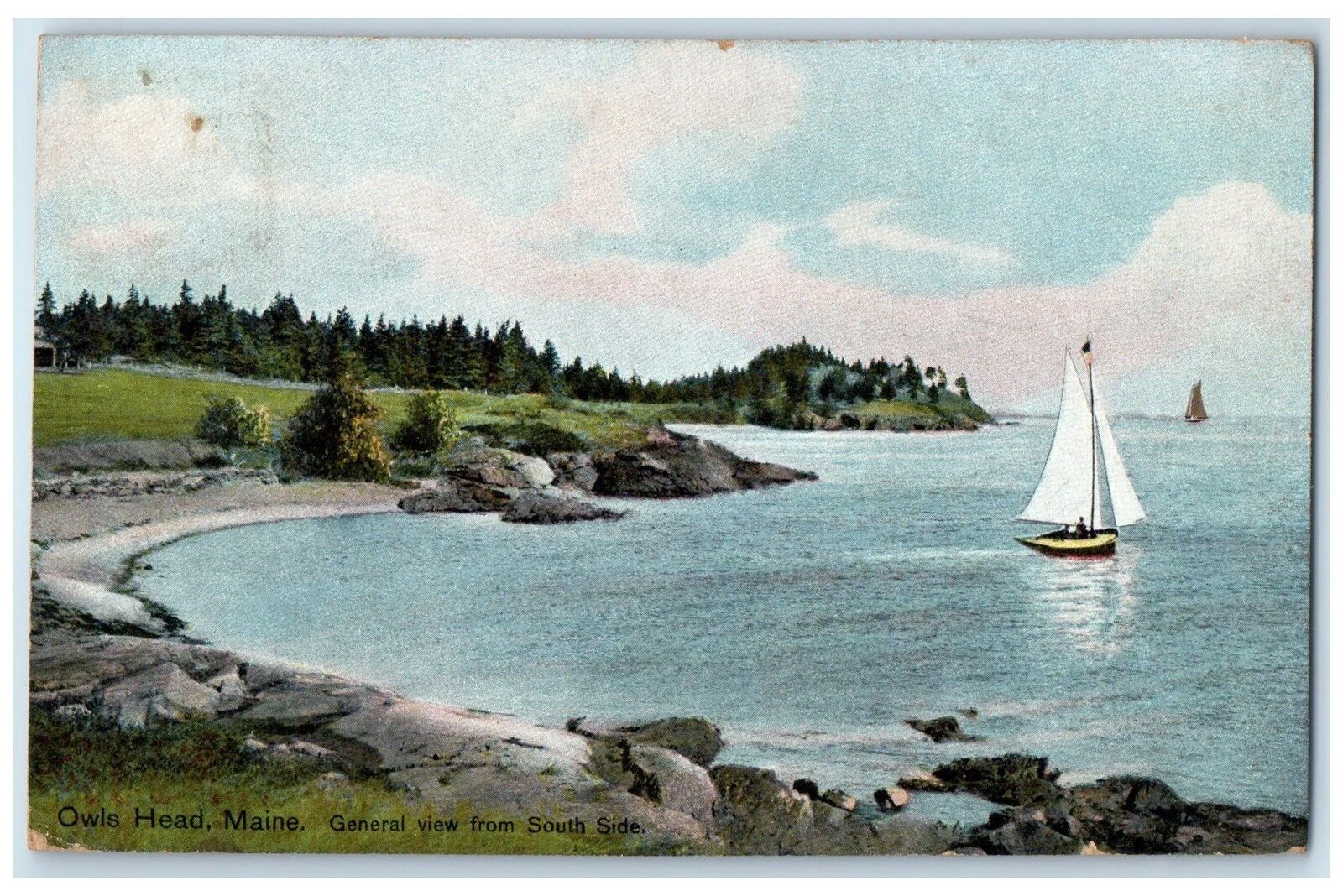 c1910's General View From South Side Boats Scene Owls Head ME Unposted  Postcard