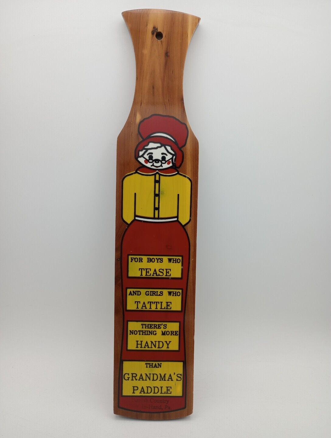 Grandma’s Paddle Naughty Discipline Wooden Amish Country Motel Bird In Hand PA 