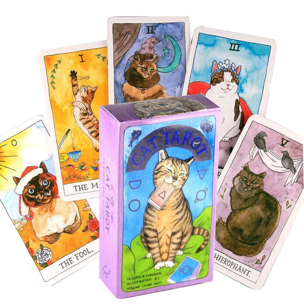 Cat Tarot: A 78 Tarot Cards Deck English Version Divination Occult Oracle Card 