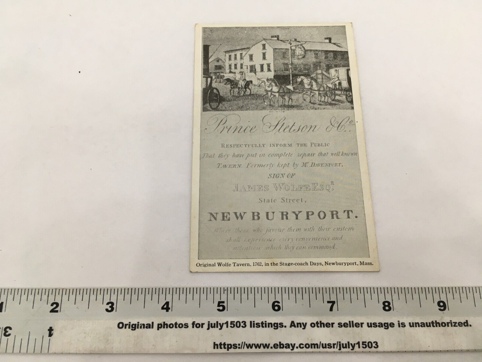 Vintage Prince Stetson & Co. Wolfe Tavern Newburyport Mass Postcard - Unposted