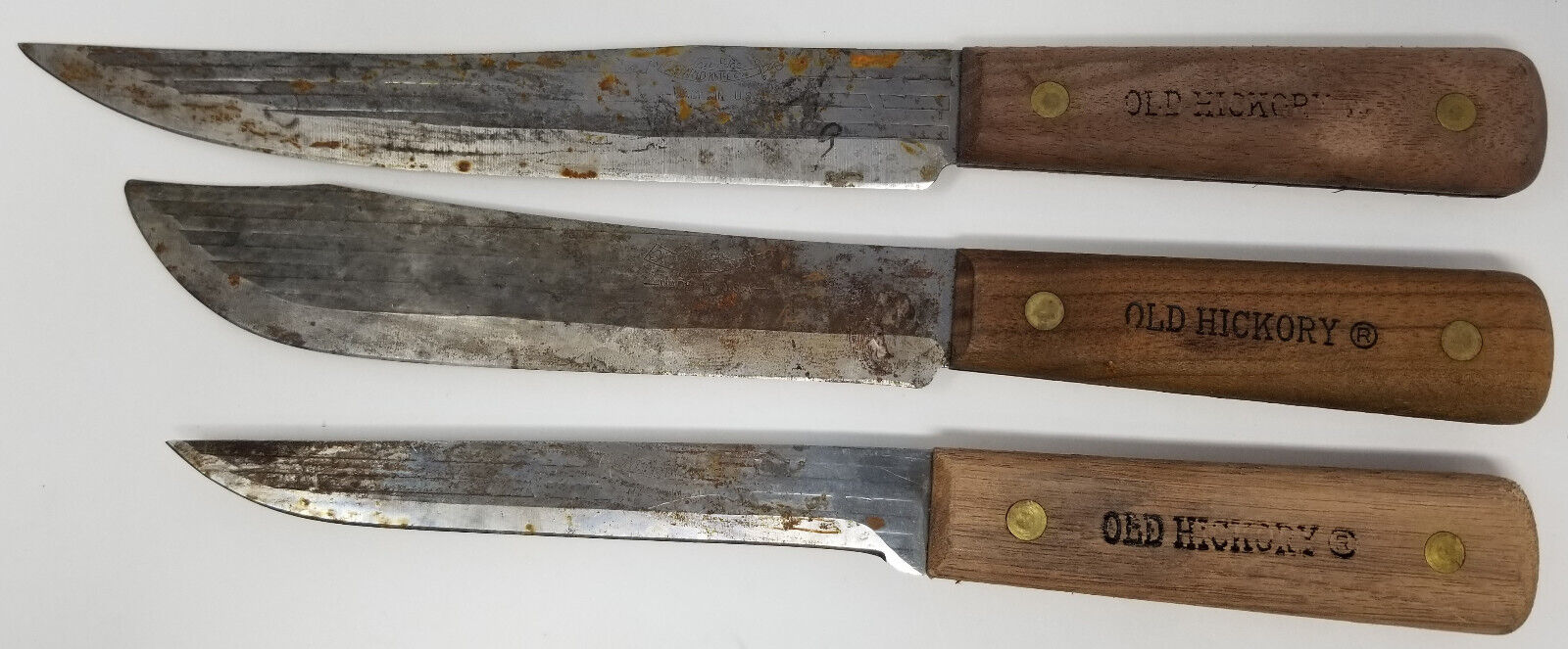 Lot Of 3 Vintage Ontario Knives Tru-Edge Old Hickory Knife Kitchen